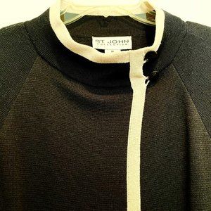 ST JOHN COLLECTION Size 14 16 Contemporary Black & Ivory Blazer Jacket